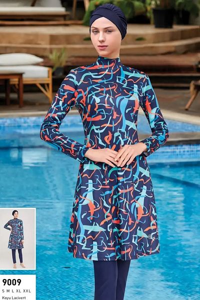 ROZAMAY Γυναικείο μακρυμάνικο Lycra Full Covered Hijab μαγιό 9009 Dark Navy