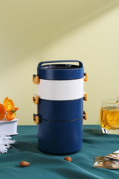 Vagonlife New Generation Bento Lunch Box - 3 Tiers, Large Size, Steel Ff545 - Office and School Expedition