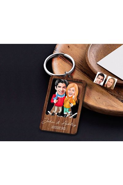 Bk Gift Special Cartoon Wooden Keychain for Lovers,