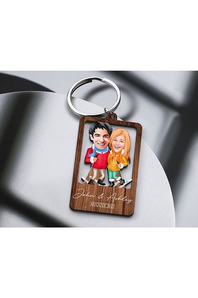 Bk Gift Special Cartoon Wooden Keychain for Lovers,