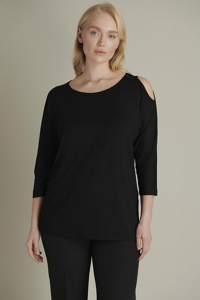 Nelly Plus Size One Shoulder Open Black Blouse