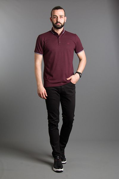 ZEKİ ÖZER Ανδρικό μπλουζάκι Plum Basic Polo Neck