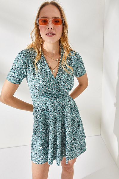 Olalook Γυναικείο φόρεμα δυόσμου Little Daisy με διπλό γιακά φουσκωτό ELB-19001846
