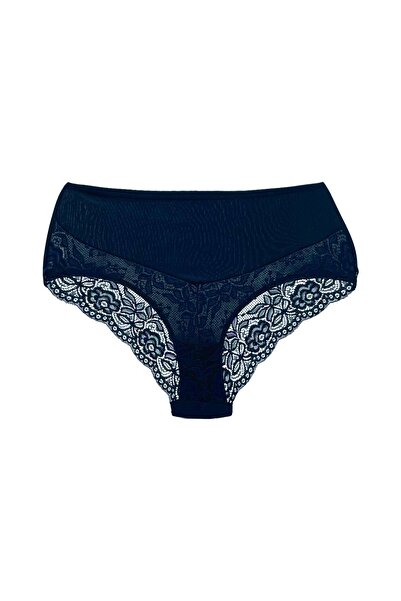 HNX 2'li Pamuklu Yüksek Bel Dantel Detaylı Büyük Beden Kadın Külot