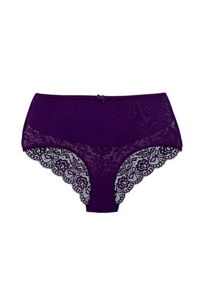 HNX Γυναικεία εσώρουχα 2 συσκευασιών Βαμβακερή ψηλόμεση δαντέλα Λεπτομέρεια Plus Size