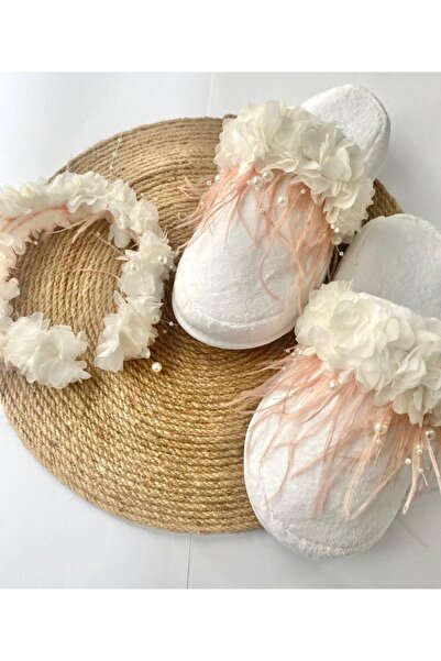 irembaby Anne Lohusa Seti Pudra Pembe Çiçekli Lohusa Tacı Ve Terlik Lohusa Ta...