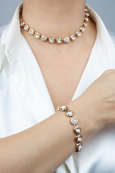 im Design Crystal Stone Bronze Necklace Bracelet Set