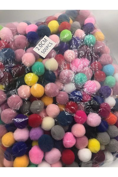 Yumuşakkeçe Pompom Plush 500 Pieces Mixed Color 2 Cm