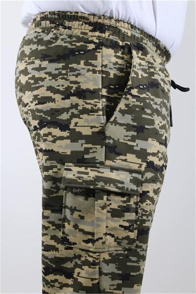Starbattal Büyük Beden Commando Camouflage Erkek Penye Şort 23606 Askeri Yeşil