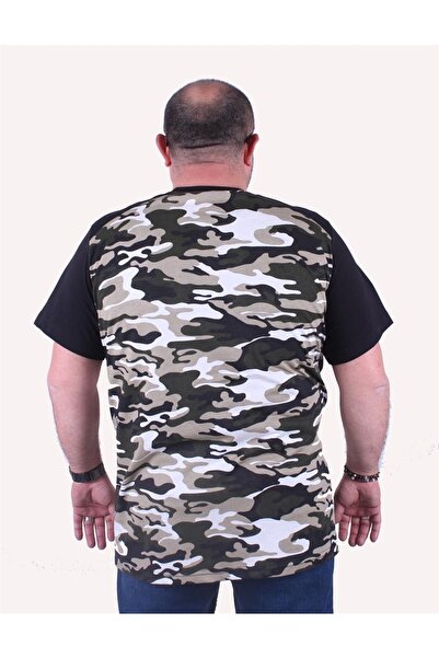MocGrande Plus Size Shoulder Line Camouflage Men's T-Shirt 23147 Khaki