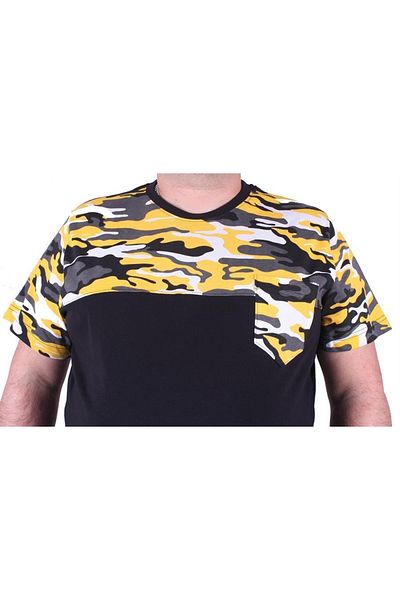 MocGrande Plus Size Men's Camouflage T-Shirt with Pockets 23145 Mustard