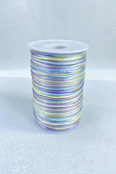 Hobigram Κολιέ με κορδέλα από σατέν νήμα 1 mm Κολιέ Βραχιόλι Σχοινί Μπλε Κίτρινο Αποχρώσεις Πολύχρωμο 10 μέτρα – Σχοινί πλεξίματος –