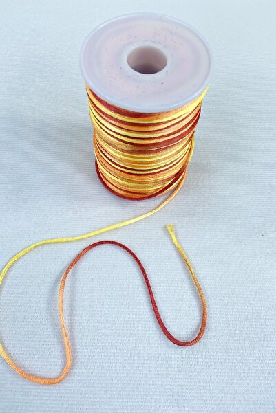 Hobigram Κορδέλα 1 mm Σατέν Σχοινί Κολιέ Βραχιόλι Σχοινί Πορτοκαλί Κόκκινο Αποχρώσεις Πολύχρωμο 10 μέτρα – Πλεξούδα