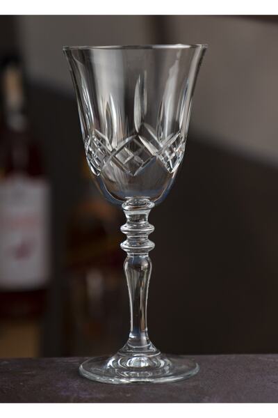 DECOSTYLE Larus El İşçiliği Dekorlu Kadeh Bardak 270 cc - Tekli Şık Cam Su ve Meşrubat Sunumu