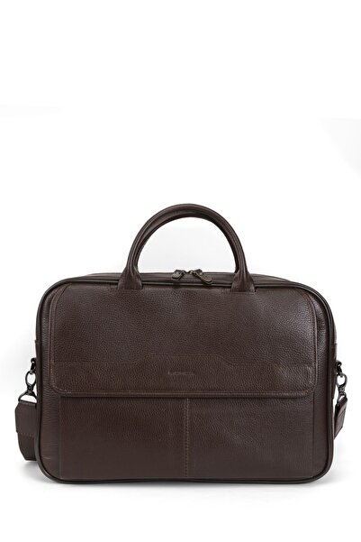 MORCA حقيبة كمبيوتر محمول وحقيبة من الجلد الطبيعي باللون البني