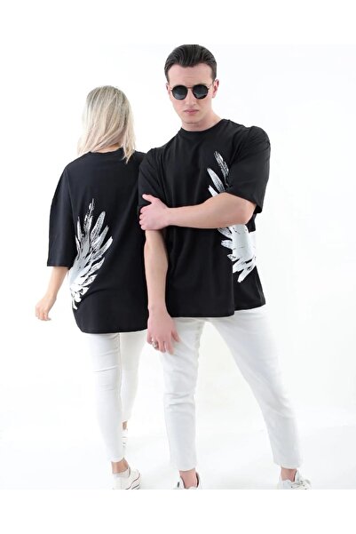 Machetta Μπλουζάκι Unisex από βαμβακερό τυπωμένο φτερό μεγάλου μεγέθους (το τεμάχιο είναι η τιμή)