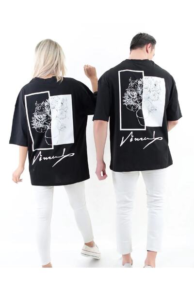 Machetta Бавовняна унісекс футболка великого розміру з підписом та квітковим ...