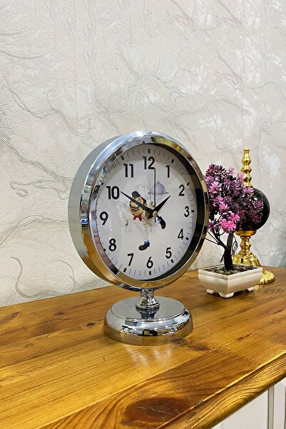 Genel Markalar 25x20 Cm Krom Metal Lüks Masa Saati