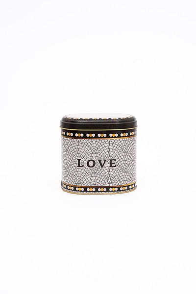 EVLE Er004-1e Mosaic Love Patterned Oval Metal Storage Container 11x15 Cm