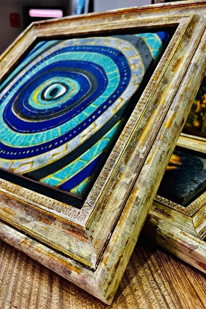 bluecape Doğal Taş Dekoratif 30x30 Cm Spiral Nazarlık Tablo