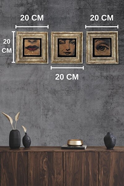 Resmo Doğal Taş Dekoratif Nalan 3'lü Set Tablo 20x20 Cm