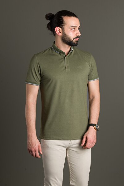 ZEKİ ÖZER Erkek Haki Basic Polo Yaka T-shirt
