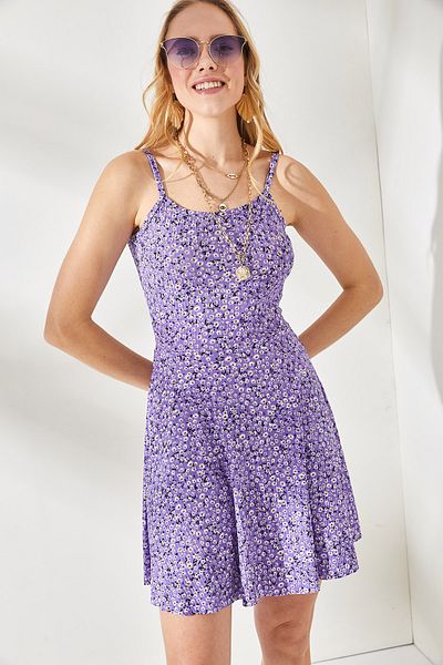 Olalook Rochie mini evazată tricotată cu bretele Little Daisy pentru femei ELB-19001685