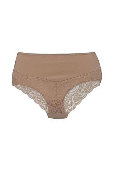 HNX Chiloți din bumbac cu talie înaltă, 2 bucăți, detaliați din dantelă, marimi mari