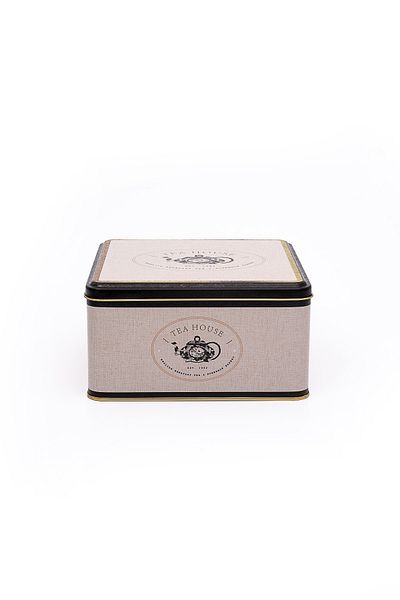 EVLE Er028-8f Azura Tea Patterned Square Metal Storage Container 20x20 Cm