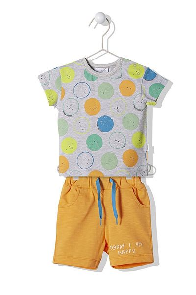 Bebetto K3754 Smiley Face Shorts 2 Piece Set 6-36 Months Gray