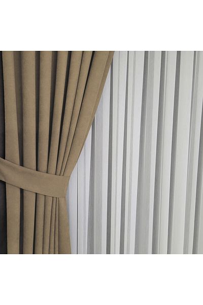 Yuka Diamond Double Wing Milk Coffee Velvet Textured Sparse Pleated Plain Island Background Curtain Plain 90 X 260