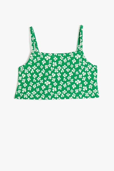 Koton Mädchen-Crop-Top aus Baumwollmischung mit Blumenmuster und Trägern 3skg30013ak