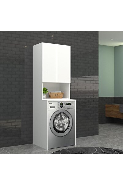 triomodül Çamaşır Makinası Dolabı 65 Cm 2'li Set - Beyaz