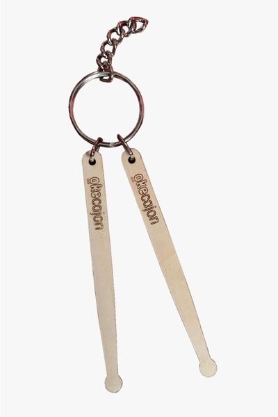 okecajon Mini Ahşap Ikili Baget Anahtarlık, Drumsticks Keychain