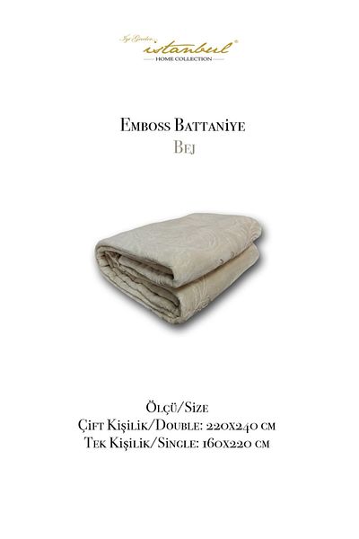 İyi Geceler İstanbul Emboss Embossed Damask Double Blanket Beige 220x240
