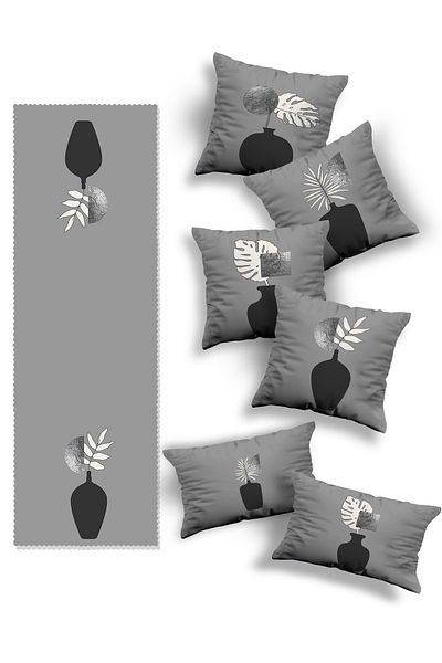 Skhome Double Sided Printed Special Design 4square 2rectangular Throw Pillow Cover and Runner(4K2D1R-KOM307-RN407)