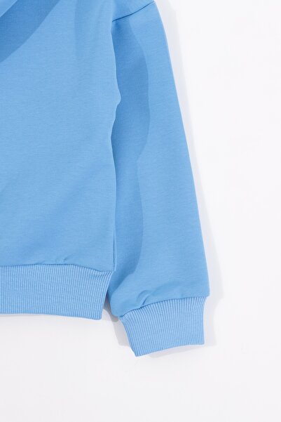Mavipink Kız Çocuk Pamuklu Kapüşonlu Sweatshirt