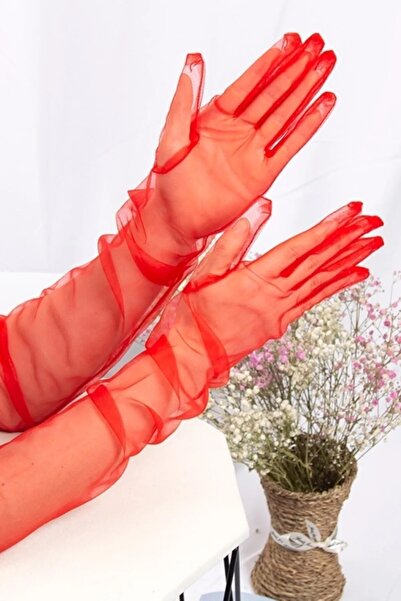 Limelia Червоні рукавички для нареченої Довгі рукавички Tul Gloves Костюмні р...