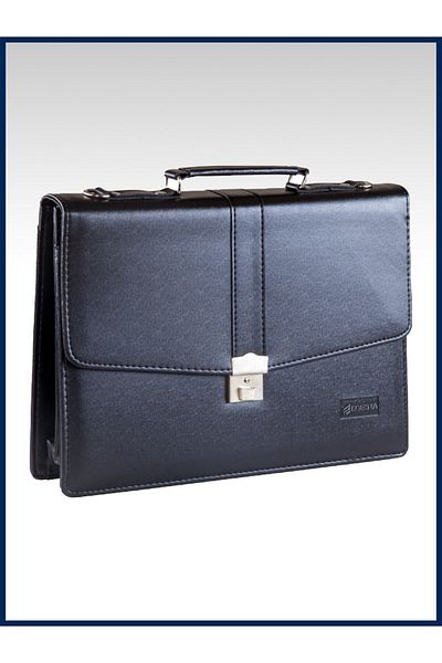 EGESTA Modern Faux Leather 5 Compartment Briefcase - Black