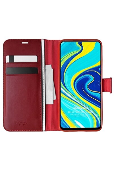 piblue Xiaomi Redmi Note 9 Pro Case with Stand Cover Protected Red