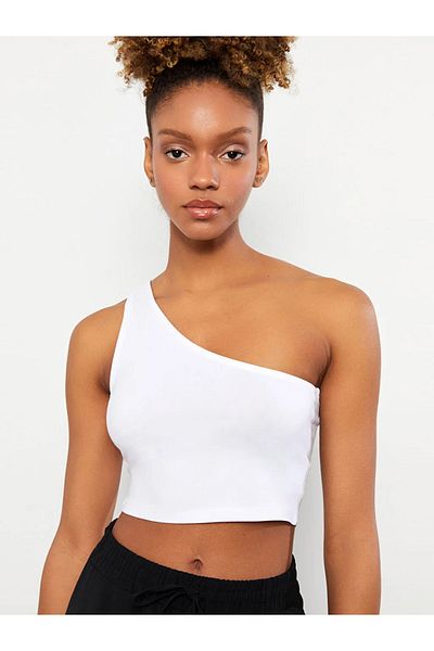 LC Waikiki Dámské triko Lcw Eco One Shoulder Plain Crop