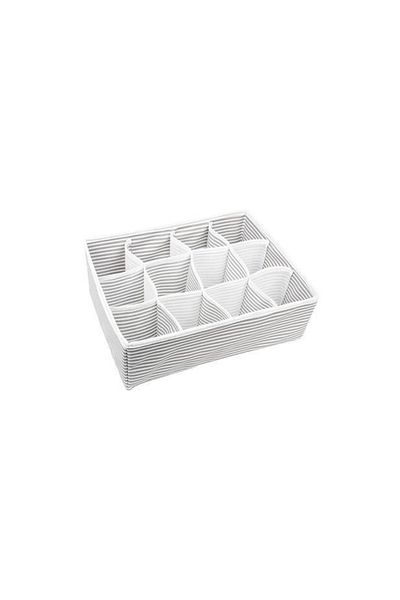 Kırmızı Beyaz Home 12 Compartment Gray Striped Alas Drawer Interior Organizer - 12 Compartments