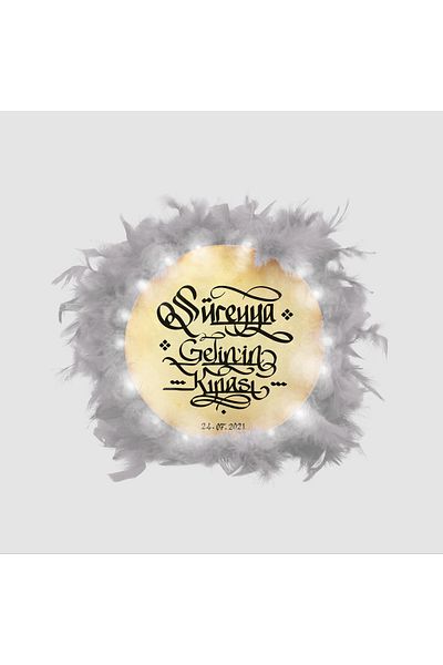 BAKSEPETE Illuminated, Name Written Henna Tambourine, Bridal Tambourine (22 CM SMALL SIZE WHITE)