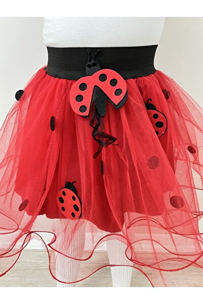 Esterella Kız Çocuk/ Uğur Böceği Temalı/ Kırmızı Tütü Etek/gösteri Eteği
