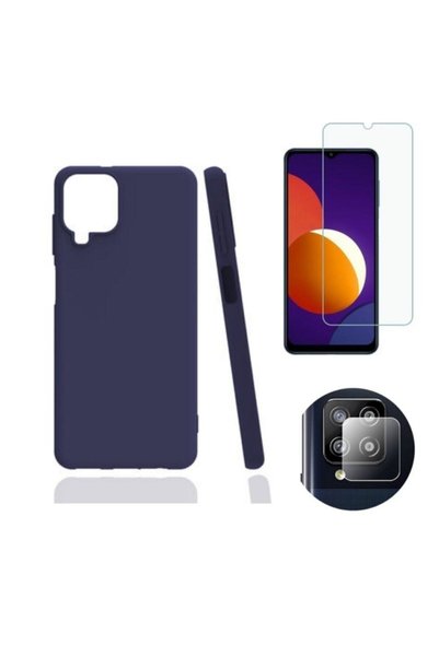piblue Samsung Galaxy M12 Set of 3 Silicone Case + Tempered Screen Protector ...
