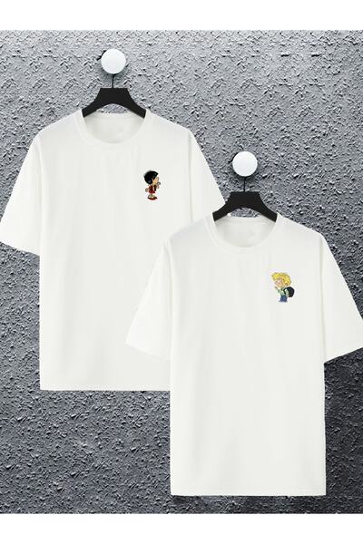 Joza Outdoors Femei Bărbați Cedric Chen Tricou oversize cu imprimeu pentru cuplu îndrăgostit, set de 2