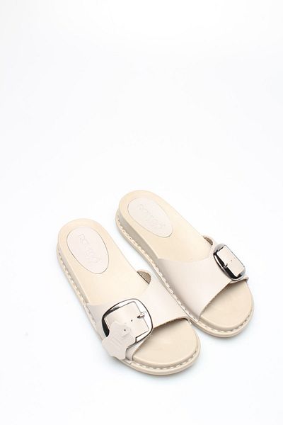 ROVIGO P Beige Genuine Leather Women's Slippers