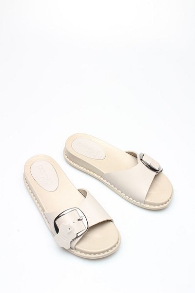 ROVIGO P Beige Genuine Leather Women's Slippers