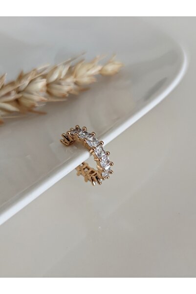 SU PERİSİ TAKI BİJUTERİ Gold Baget Zirkon Taşlı Kıkırdak Küpe ( Earcuff )