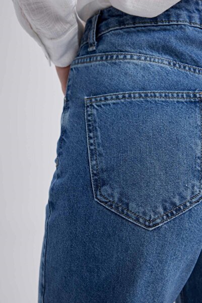 DeFacto Dlouhé džínové kalhoty 90. let se širokým rozparkem ze 100% bavlny